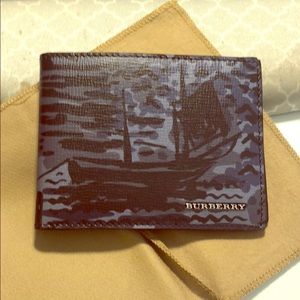 Limited Ed. Burberry Mens Leather Blue Ship Wallet